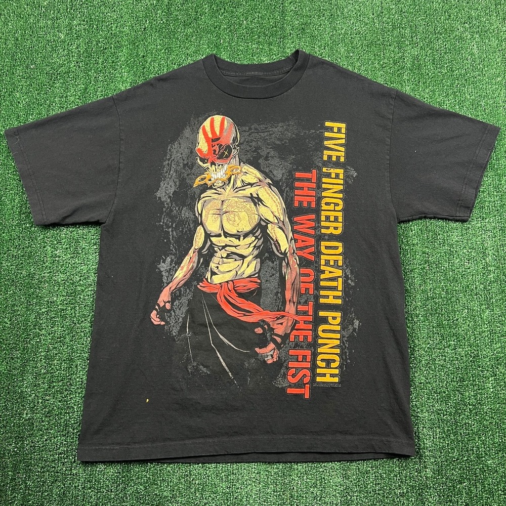 VTG Five Finger Death Punch T-Shirt Men's XL Black The Way Of The Fist Band Y2K